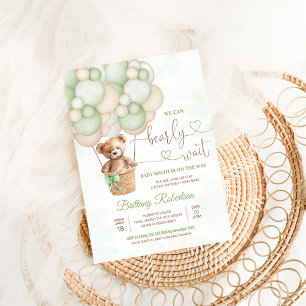 Invitación Apenas Podemos Esperar Oso de Peluche Niña Baby Sh