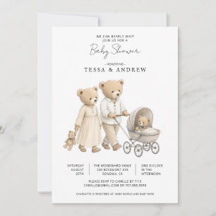 Invitación Apenas Podemos Esperar Osos de Peluche Acuarela