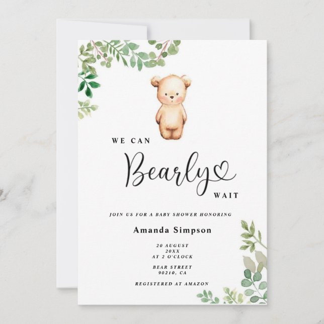 Invitación Apenas podemos esperar shower de bebé (Anverso)