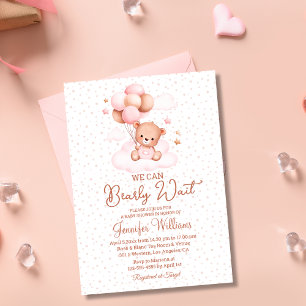Invitación apenas podemos esperar, shower de bebe niña marrón