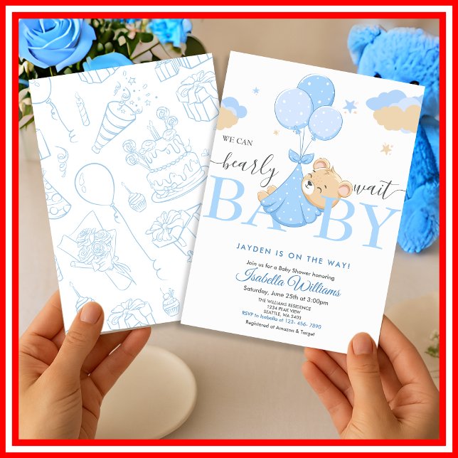 Invitación Apenas Podemos Esperar Shower de Niño Azul Bebé (Subido por el creador)