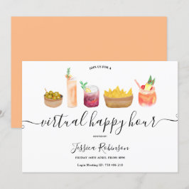 Invitación Aperitivos cócteles acuarela horas felices virtual