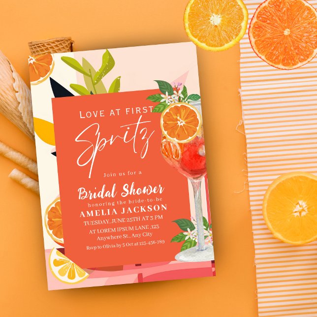 Invitación Aperol Sprits naranja de limón Bridal Shower (Subido por el creador)