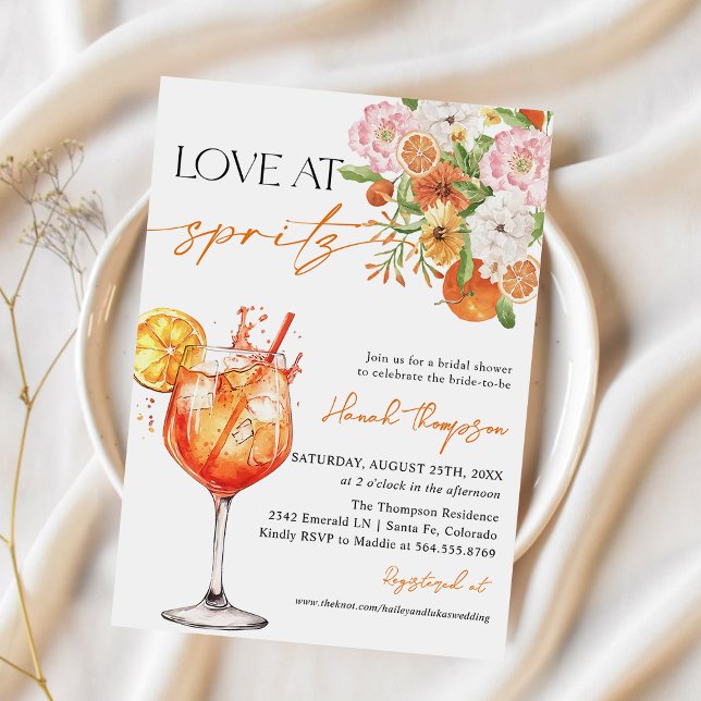 Invitación Aperol Spritz, Amor En La Primera Ducha Bridal Spr (Subido por el creador)