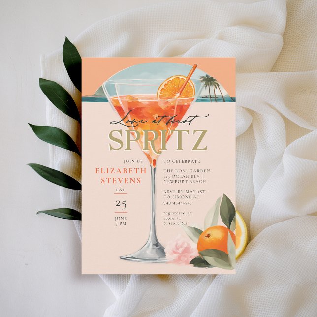 Invitación Aperol Spritz Cocktail Naranja Moda Bridal Shower (aperol spritz bridal shower invitation citrus cocktail summer brunch garden pool party love at first)