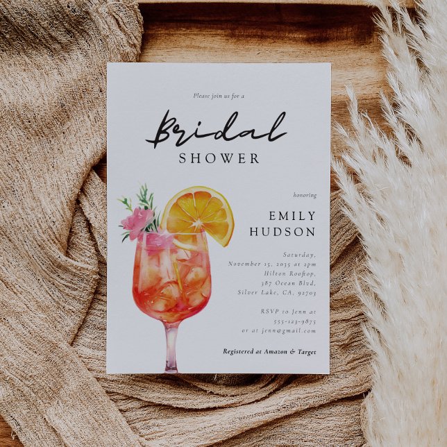 Invitación Aperol Spritz Floral Bridal Shower (Subido por el creador)