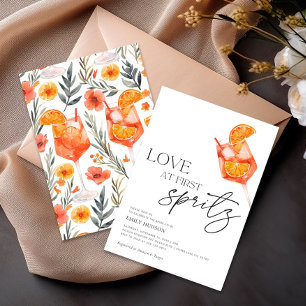 Invitación Aperol Spritz Floral Watercolor Bridal Shower
