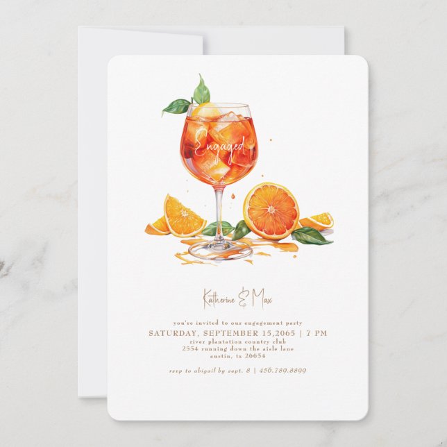 Invitación Aperol Spritz Gold Text Engagement Party (Anverso)