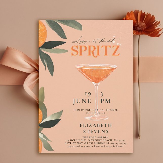 Invitación Aperol Spritz Love Citrus Brunch Bridal Shower (aperol spritz bridal shower invitation watercolor cocktail theme brunch garden pool party summer)