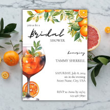 Aperol Spritz Naranja Watercolor Bridal Shower