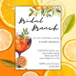 Invitación Aperol Spritz Naranja Watercolor Brunch nupcial