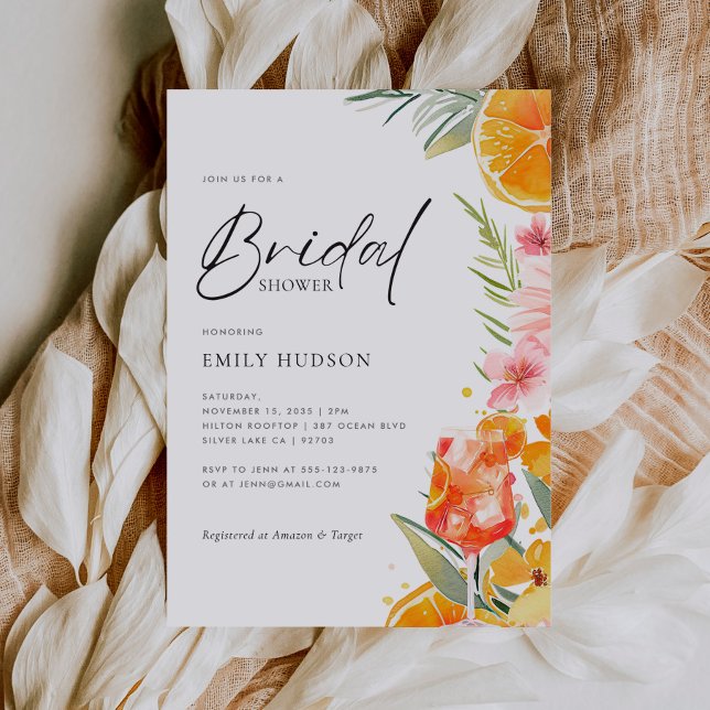 Invitación Aperol Spritz Watercolor Bridal Shower (Subido por el creador)