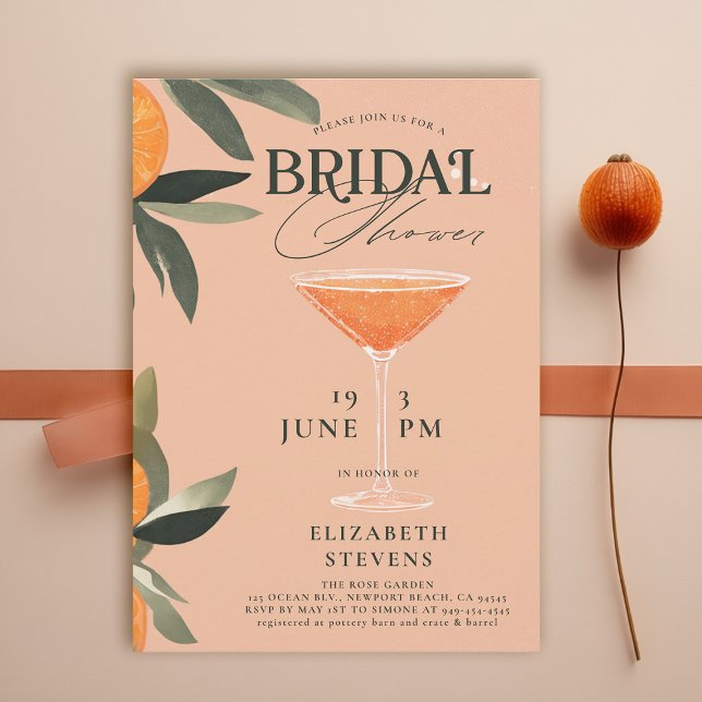 Invitación Aperol Spritz Watercolor Moda moderna Ducha nupcia (aperol spritz bridal shower invitation watercolor cocktail theme brunch garden pool party summer)