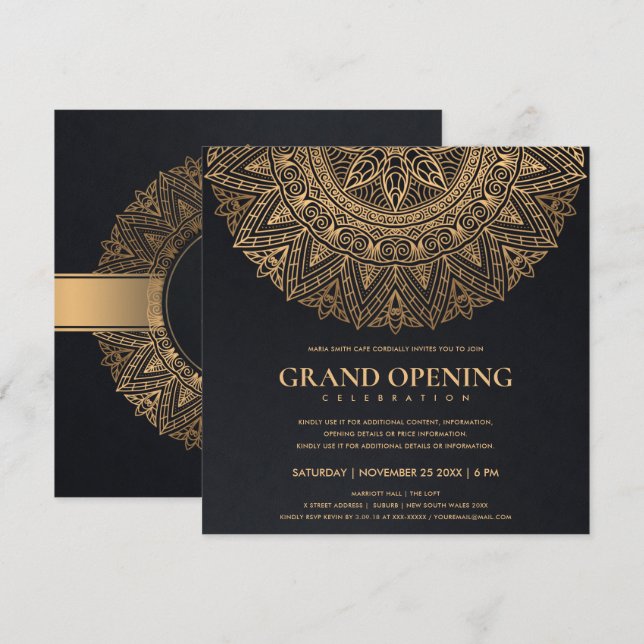 INVITACIÓN APERTURA DE GRAN ORNADO CLÁSICO DE ORO NEGRO MANDA (Anverso / Reverso)