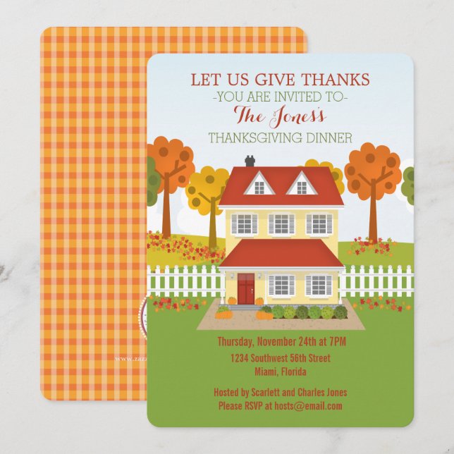 Invitación Apertura de la cena de Acción de Gracias (Anverso / Reverso)