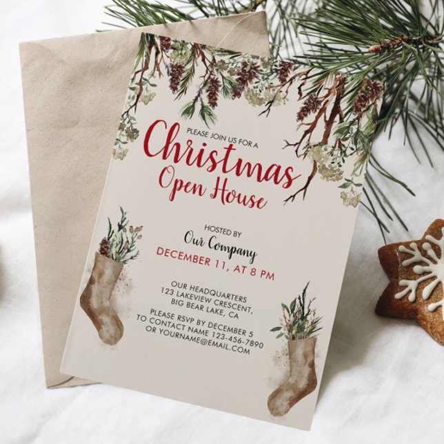 Invitación Apertura de Navidades de SNOWY PINES Company (Join us for a festive holiday open house! Good cheer, great company, and holiday fun for all!)