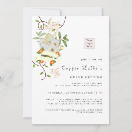 Invitación Apertura de negocios de Eggs y Conejo Floral