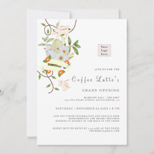 Invitación Apertura de negocios de Eggs y Conejo Floral