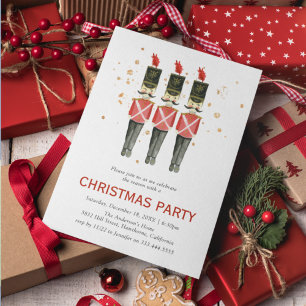 Invitación Apertura de nueces rojo y dorado Navidad Fiesta