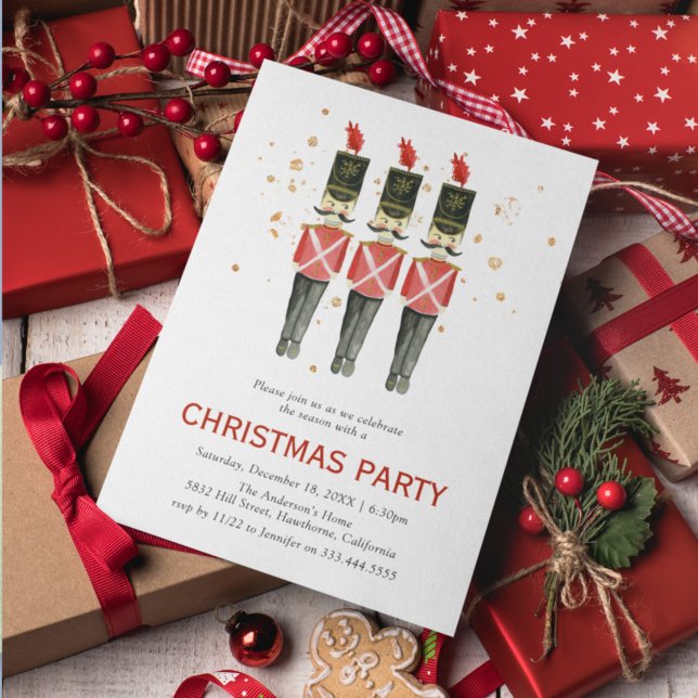 Invitación Apertura de nueces rojo y dorado Navidad | Fiesta  (Subido por el creador)