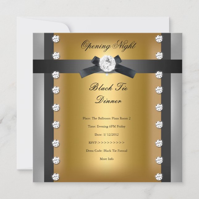Invitación Apertura del negocio corporativo Oro formal negro (Anverso)