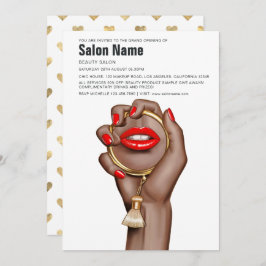 Invitación Apertura del Salón de Belleza de Moda Glam Rojo y 