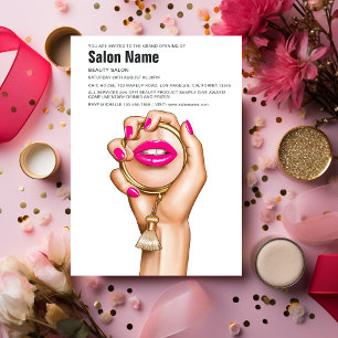 Invitación Apertura del Salón de Belleza Glam Chic Rosa y Dor