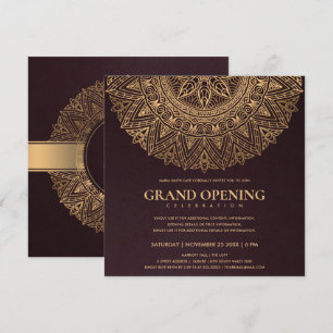 INVITACIÓN APERTURA GRAND BURGUÑA ORO CLÁSICO MANDALA ORNADO