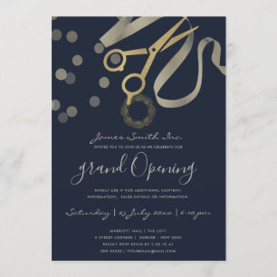 INVITACIÓN APERTURA GRANDES CORTANDO CINTA DE PLATA PERLA DE 
