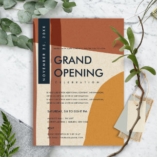 INVITACIÓN APERTURA GRANDIOSA ARTE ABSTRACTO MODERNO NARANJA 