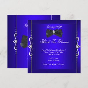 Invitación Apertura Noche Negro Tie Formal Azul Real