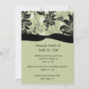 Invitación Apio Verde y Florales Negros Remolinos Post Boda