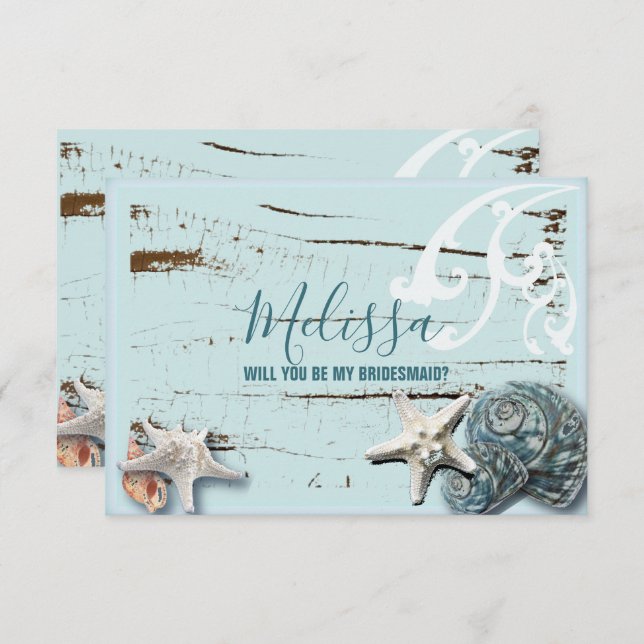 Invitación aplancha azul acuática serás mi dama de honor (Anverso / Reverso)