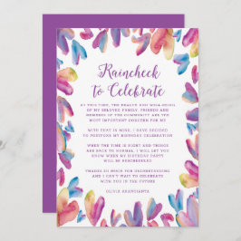 Invitación Aplazamiento de Corazones de Acuarela