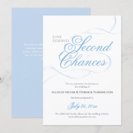 Invitación Aplazamiento del Boda Blue Second Chances
