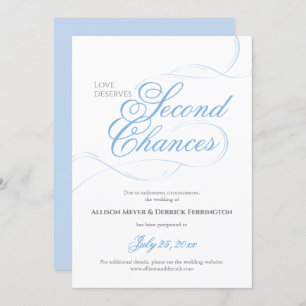 Invitación Aplazamiento del Boda Blue Second Chances
