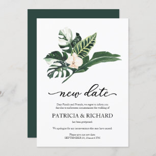Invitación Aplazamiento del Boda de nueva fecha floral tropic