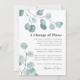 Invitación Aplazamiento del Boda del eucalipto del dólar plat