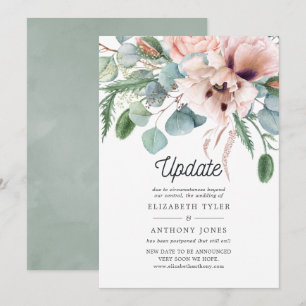 Invitación Aplazamiento del Boda Eucalyptus Pink
