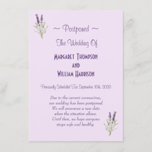 Invitación Aplazamiento del Boda floral Cancelar virus COVID-