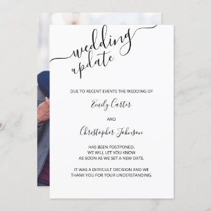 Invitación Aplazamiento elegante de foto Personalizado Boda U