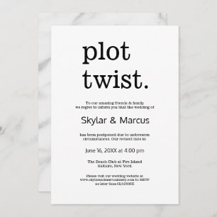 Invitación Aplazamiento moderno y simple del Boda casual