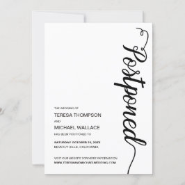 Invitación Aplazamiento simple del Boda negro pospuesto