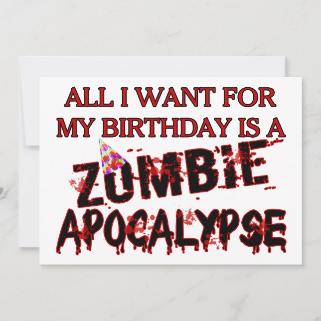 Invitación Apocalipsis zombie de cumpleaños (Anverso)