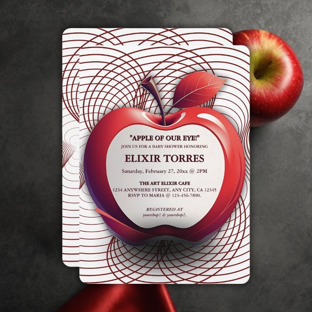 Invitación Apple 3D de nuestro Baby Shower geométrico ocular (Subido por el creador)