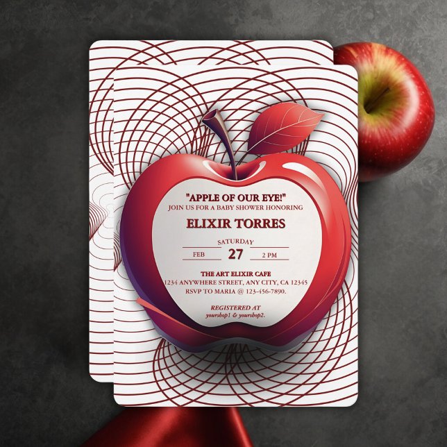 Invitación Apple 3D de nuestro Baby Shower geométrico ocular (Subido por el creador)