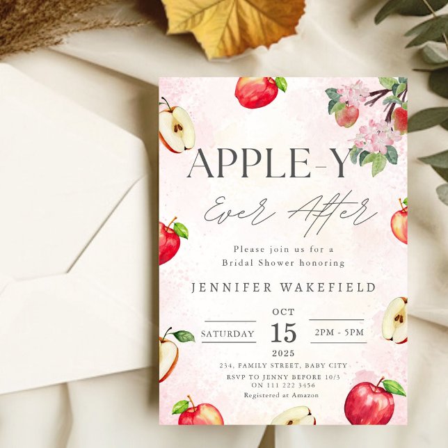 Invitación Apple Apple siempre después de la ducha de novia (Apple Appley Ever After Bridal Shower Invitation)