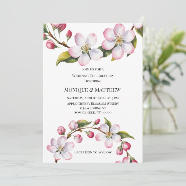 Invitación Apple Cherry Blossom Wedding Celebration  (Anverso de pie)