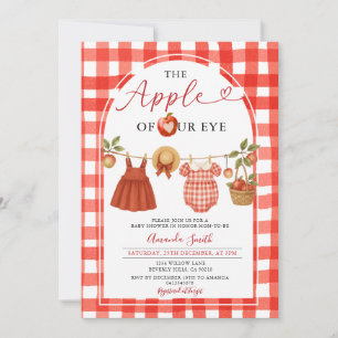 Invitación Apple Clothesline cae en Gingham Baby Shower