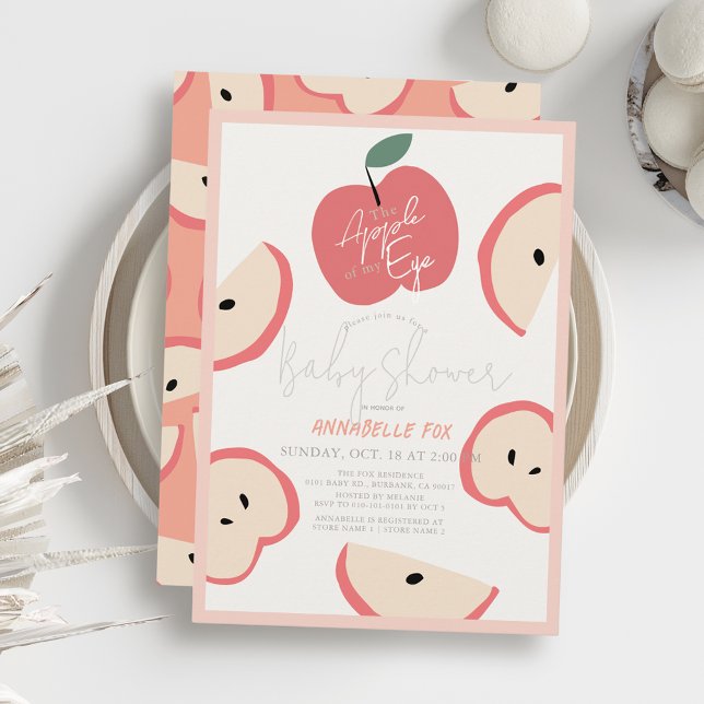 Invitación Apple de mi Chica Rosa de los Ojos Baby Shower (Subido por el creador)